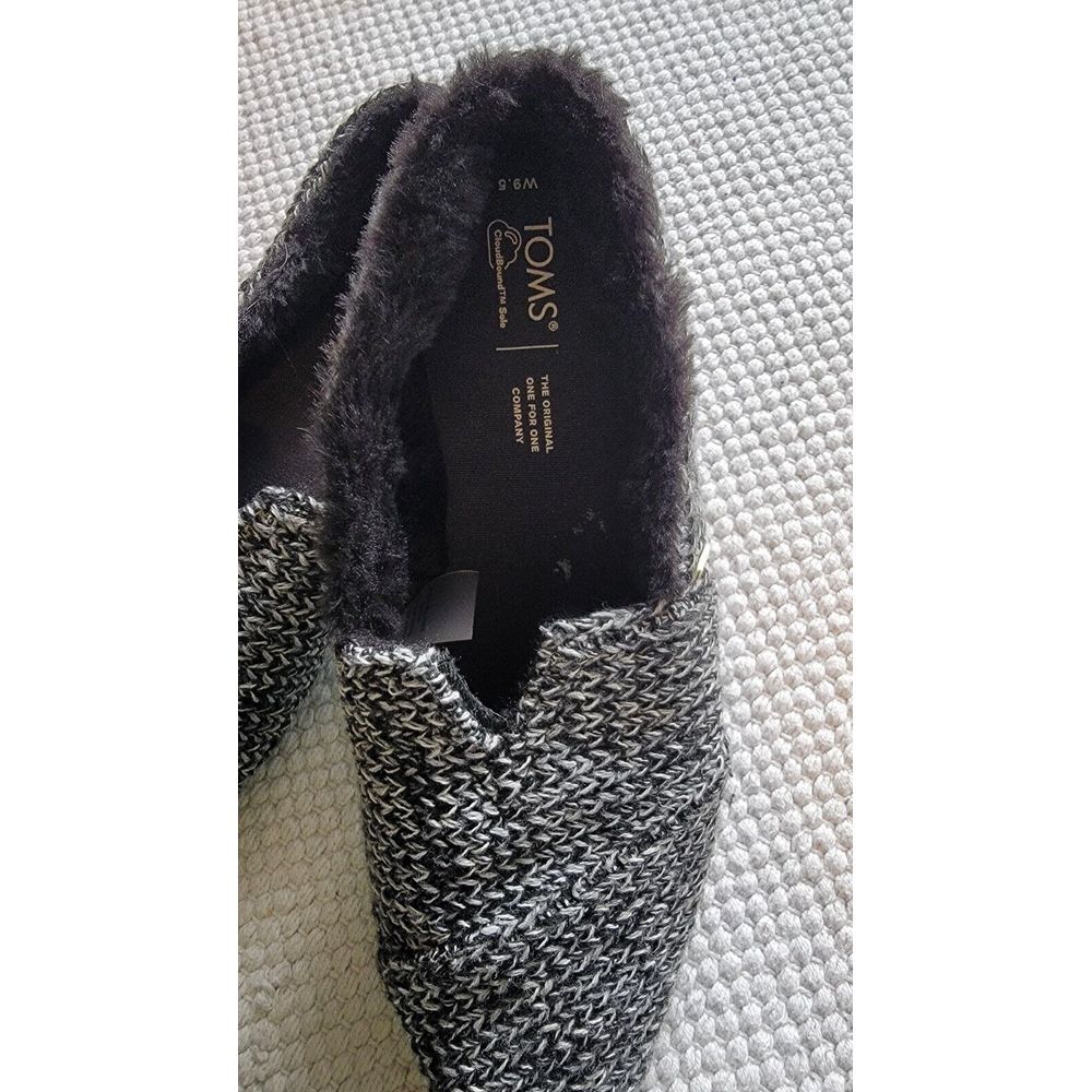 WOMENS TOMS SIZE 9.5 GRAY/BLACK FLANNEL‎ ALPARGATA SLIP ON SHOES FLATS - Picture 3 of 7